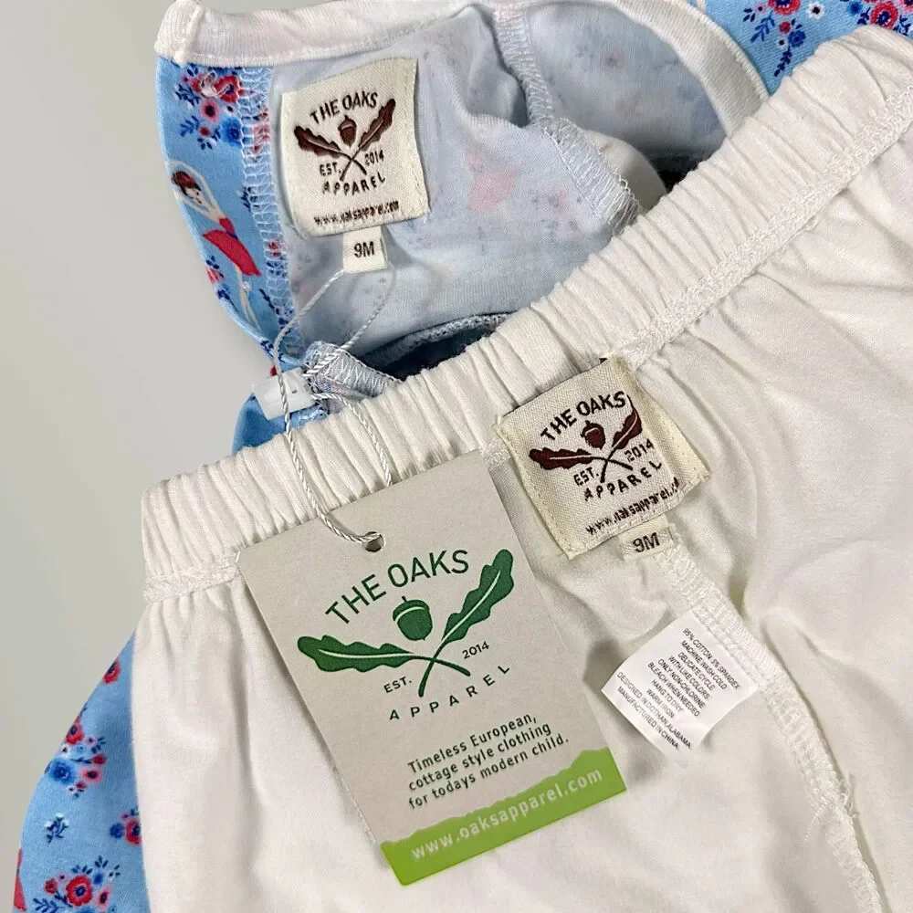 NWT The Oaks Apparel Girl's Dancing Ballerina 2 Piece Bloomer Set Blue Size 9M